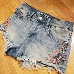 High Waisted Embroidered Cut Off Shorts